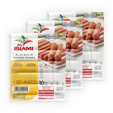 Al Islami Chicken Franks 3 x 340Gm, 8 Pieces Per Carton